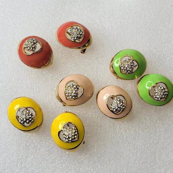 Yellow Enamelled Earrings Small Earrings - Picture 8 of 8